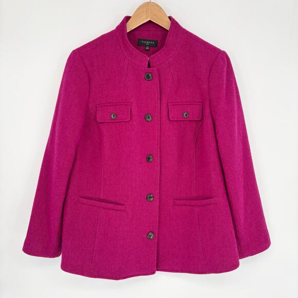 Talbots Wool Blend Band Collar Magenta Jacket - Picture 3 of 13